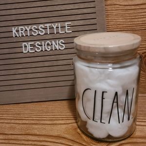 Rae Dunn CLEAN cotton ball jar